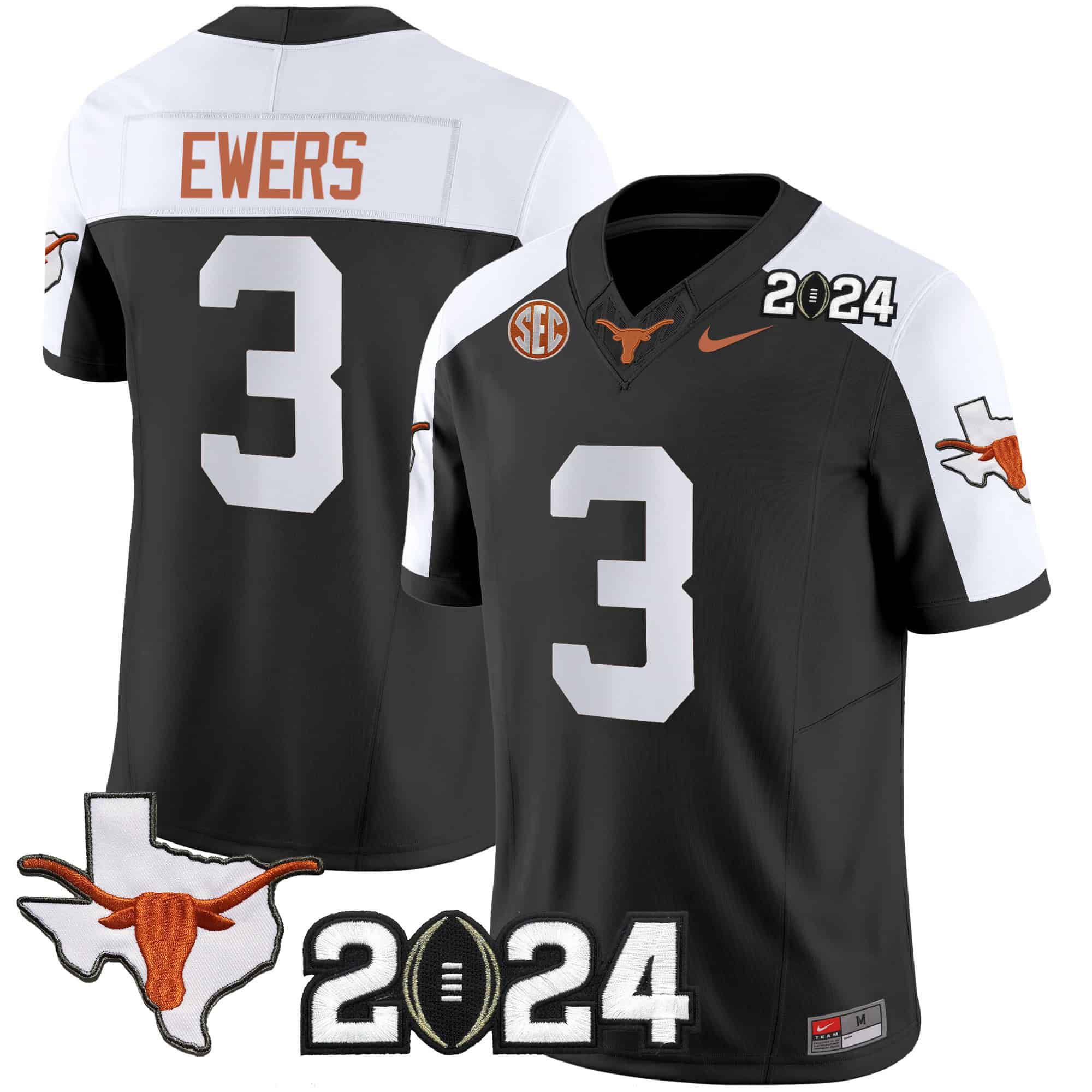 Men Texas Longhorns #3 Ewers Black 2024 Nike Vapor Limited NCAA Jersey->indianapolis colts->NFL Jersey